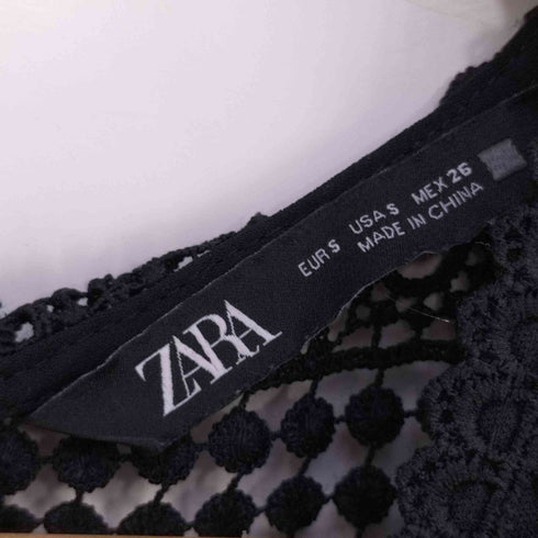 ザラ ZARA コンビ素材ギピュールレースジャンプスーツ レディース S
