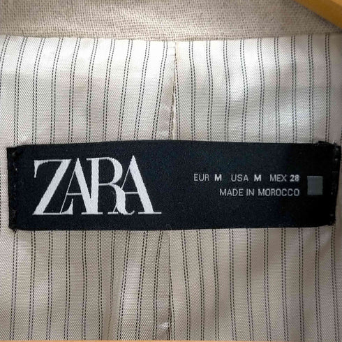 ザラ ZARA リネンレーヨン ボタンレステーラードジャケット レディース import:M