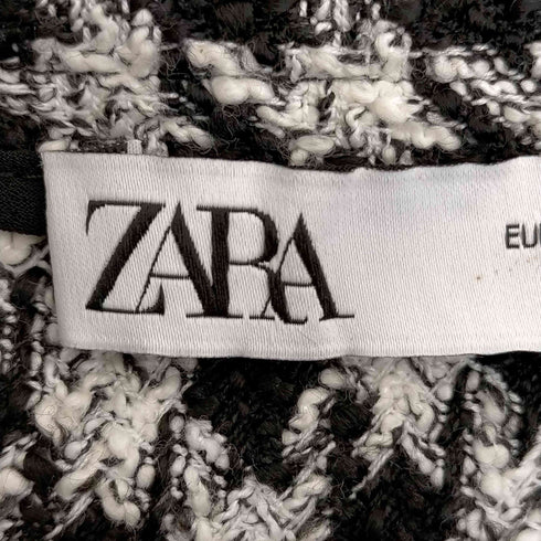 ザラ ZARA ツイードハウンドトゥーススカート サイドボタン 千鳥格子 レディース M
