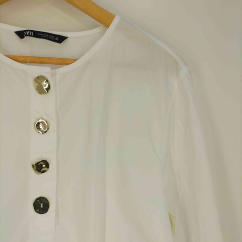 ザラ ZARA 金ボタン ハーフボタンブラウス レディース import:M