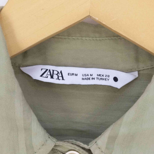 ザラ ZARA STRIPE BLOUSE WITH POCKETS ストライプブラウス レディース import:M