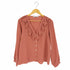 ザラ ZARA ポリレーヨン Vネックフリルブラウス レディース import:M