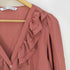 ザラ ZARA ポリレーヨン Vネックフリルブラウス レディース import:M