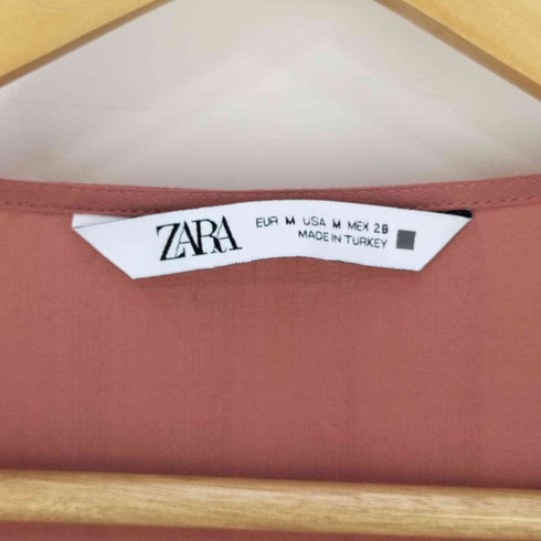 ザラ ZARA ポリレーヨン Vネックフリルブラウス レディース import:M