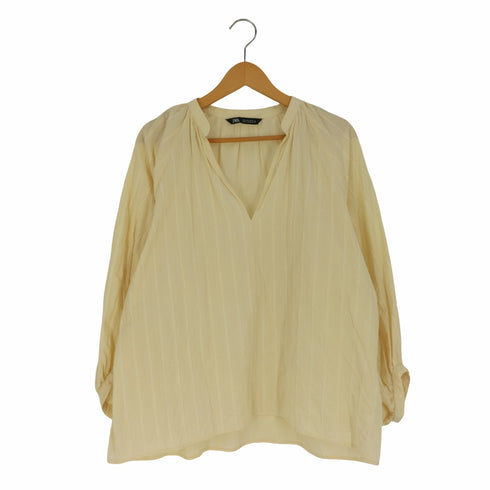 ザラ ZARA ストライプ スキッパーブラウス レディース import:L