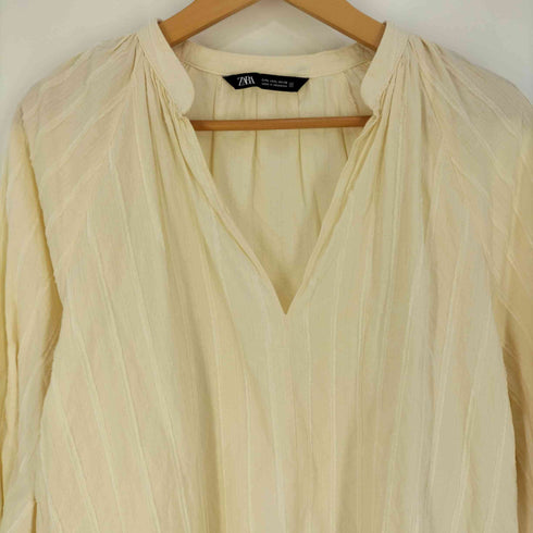 ザラ ZARA ストライプ スキッパーブラウス レディース import:L