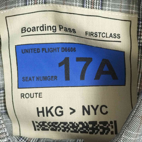 Boarding Pass 背中搭乗券付き チェックシャツ メンズ