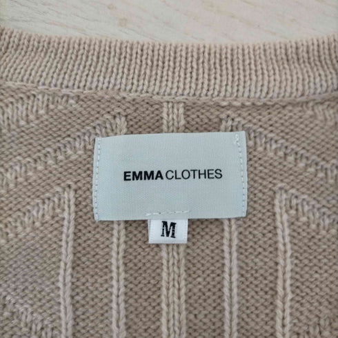 エマクローズ EMMA CLOTHES ジオメトリックジャガード編みドロップショルダールーズニットカーディガン メンズ JPN:M