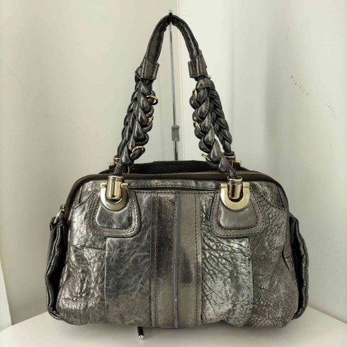 クロエ Chloe シボ革 ハンドバッグ シルバー レディース ONE SIZE