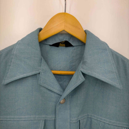 リー Lee 70S USA製 黒タグ 開襟デニムシャツ ホワイトステッチ メンズ import:M