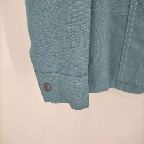 リー Lee 70S USA製 黒タグ 開襟デニムシャツ ホワイトステッチ メンズ import:M