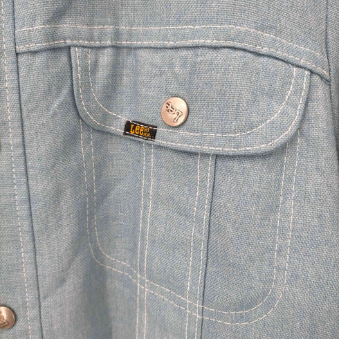 リー Lee 70S USA製 黒タグ 開襟デニムシャツ ホワイトステッチ メンズ import:M