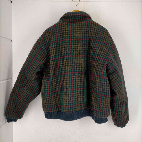エディーバウアー Eddie Bauer 80s 黒タグ USA製 ウールチェックブルゾンジャケット メンズ JPN:L