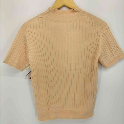 クレージュ courreges ロゴ刺繍 リブ ニット 半袖 カットソー レディース 9R