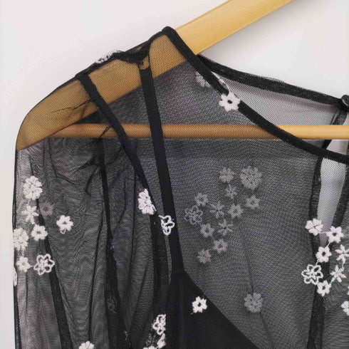 ザラ ZARA FLORAL EMBROIDERED TULLE DRESS 花柄 刺繍 チュール ドレス ワンピース レディース import:S