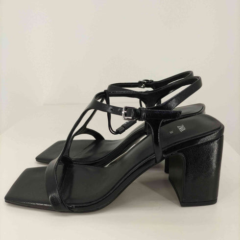 ザラ ZARA Block heel sandals スクエアトゥ チャンキー ヒール サンダル レディース JPN:23.5