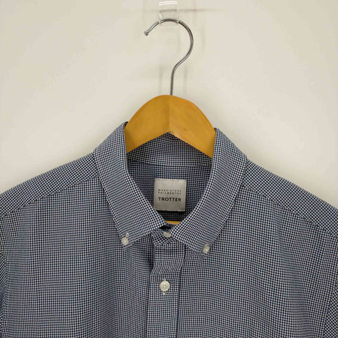 トロッター マッキントッシュフィロソフィー TROTTER MACKINTOSH PHILOSOPHY シアサッカーBDギンガムチェック半袖シャツ メンズ 42
