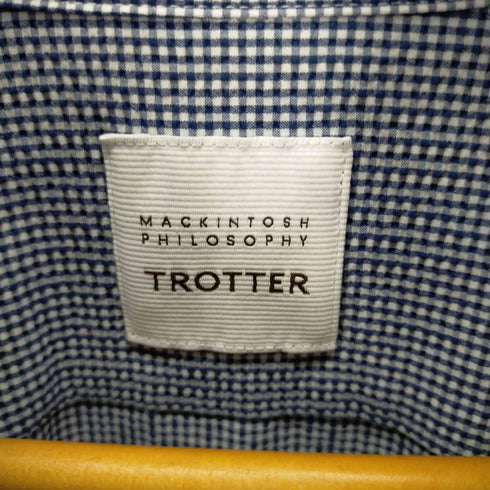 トロッター マッキントッシュフィロソフィー TROTTER MACKINTOSH PHILOSOPHY シアサッカーBDギンガムチェック半袖シャツ メンズ 42