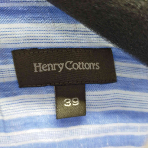ヘンリーコットンズ Henry Cottons リネンストライプ BD長袖シャツ メンズ 39