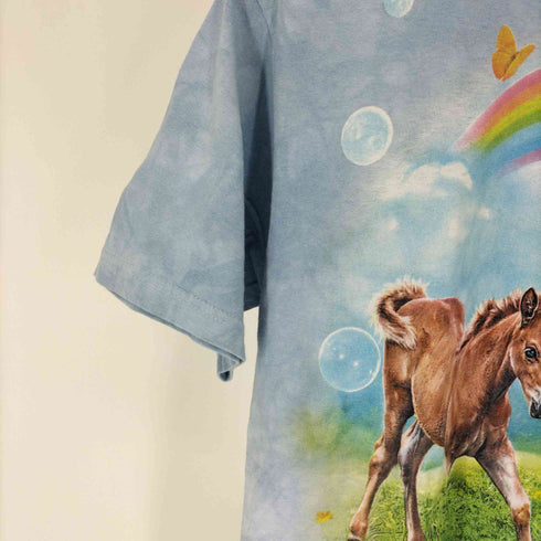 ザマウンテン the mountain メキシコ製 プリントタグ タイダイ染 S/S コットン ユニコーン 大判 プリント クルーネック Tシャツ コピーライト2014 メンズ import:M
