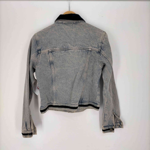 jeanology COLLECTION ベルベット 切替 デニム シャツ ジャケット レディース