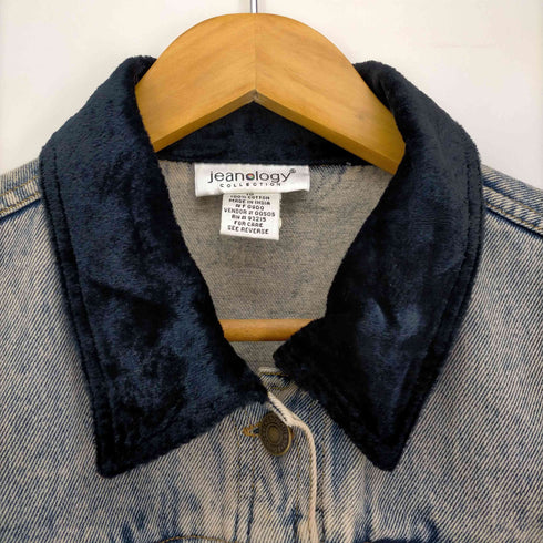 jeanology COLLECTION ベルベット 切替 デニム シャツ ジャケット レディース