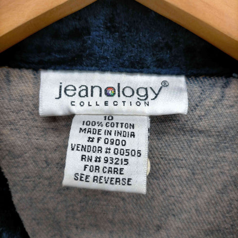jeanology COLLECTION ベルベット 切替 デニム シャツ ジャケット レディース