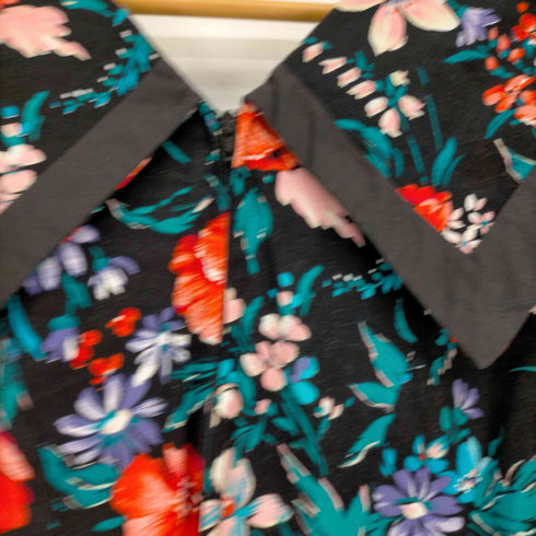 VIA SANT ANDREA 90S USA製 Vネック リボン デザイン 花柄 S/S セーラーカラー カバーオール レディース 8