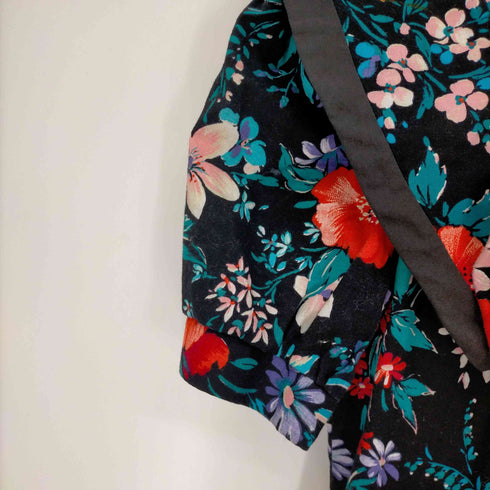 VIA SANT ANDREA 90S USA製 Vネック リボン デザイン 花柄 S/S セーラーカラー カバーオール レディース 8