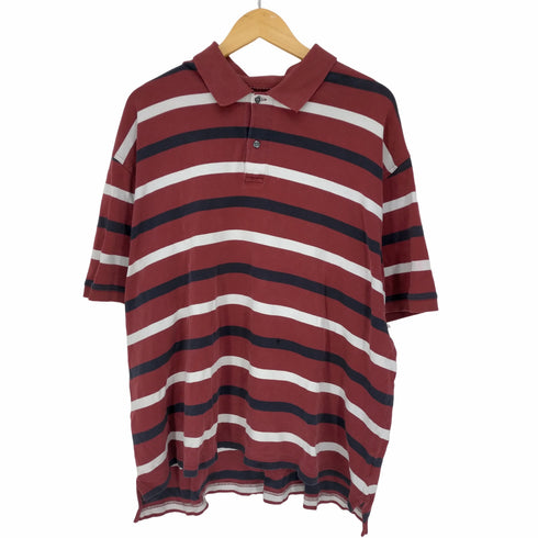 セントジョンズベイ ST.JOHNS BAY プリントタグ ビッグシルエット コットン S/S ボーダー ポロシャツ メンズ 2XLT/2XGL