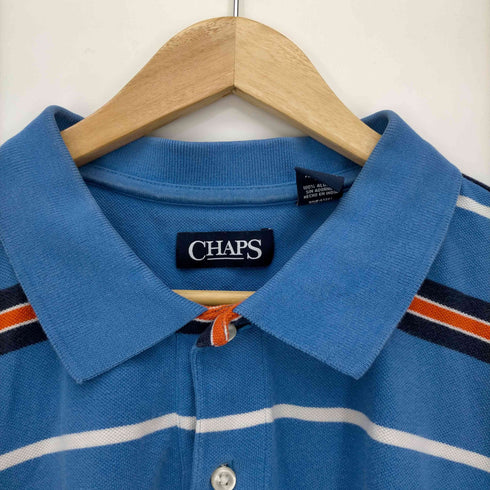 チャップス CHAPS ロゴ刺繍 コットン S/S ボーダー ポロシャツ メンズ 3XB/3TF