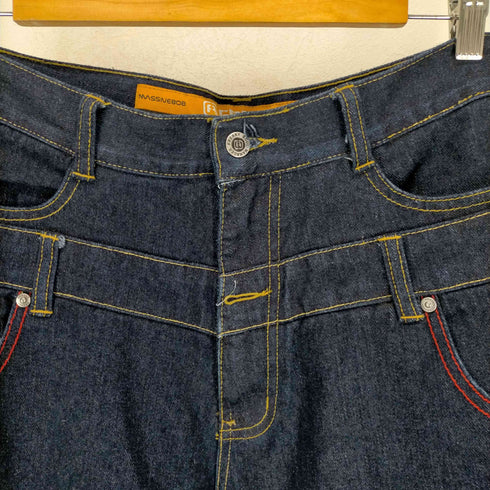 フリーキー マッシブ freaky massive 00S ダブルベルトループ ロゴ刺繍 バギーデニムパンツ メンズ FR:36-38