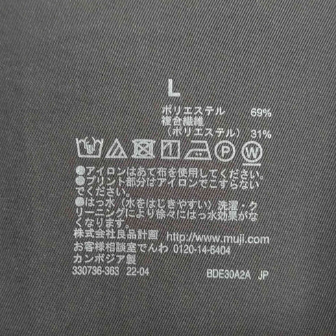 ムジルシリョウヒン 無印良品 ダブルトレンチコート メンズ JPN:L