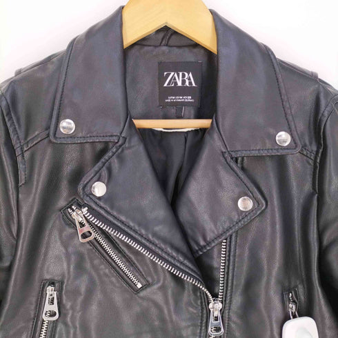 ザラ ZARA フェイクレザー ダブルライダースジャケット レディース import:M