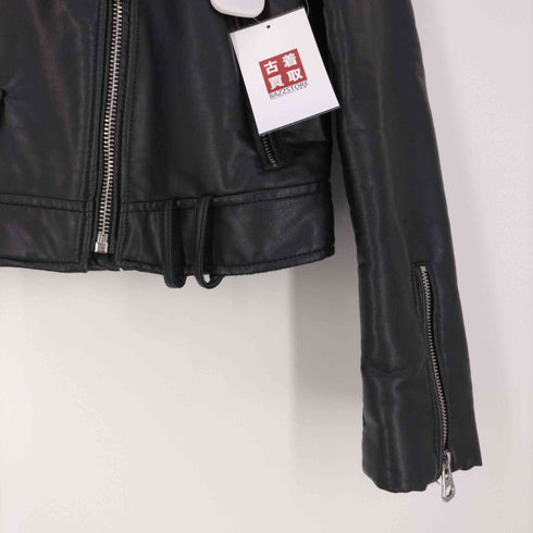 ザラ ZARA フェイクレザー ダブルライダースジャケット レディース import:M