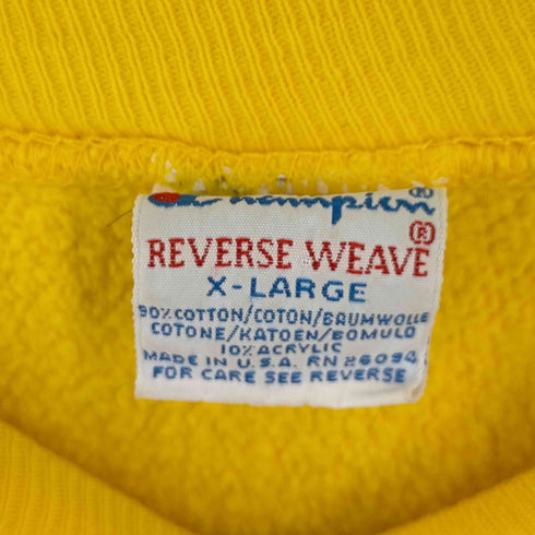チャンピオン Champion 90S 刺繍タグ REVERSE WEAVE 目付き スウェット メンズ import:XL