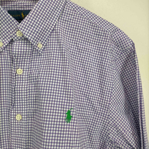 ラルフローレン RALPH LAUREN 00S ポニー刺繍 チェック柄 長袖BDシャツ メンズ import:L