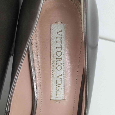 ヴィットリオヴィルジリ VITTORIO VIRGILI ブロンズカラー チャンキーヒールパンプス レディース 39 1/2