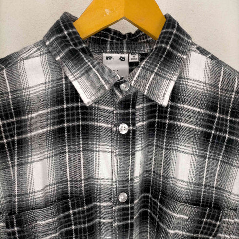 エックスガール X-girl 23AW FACE FLANNEL SHIRT フェイス ロゴ フランネルシャツ レディース import:M
