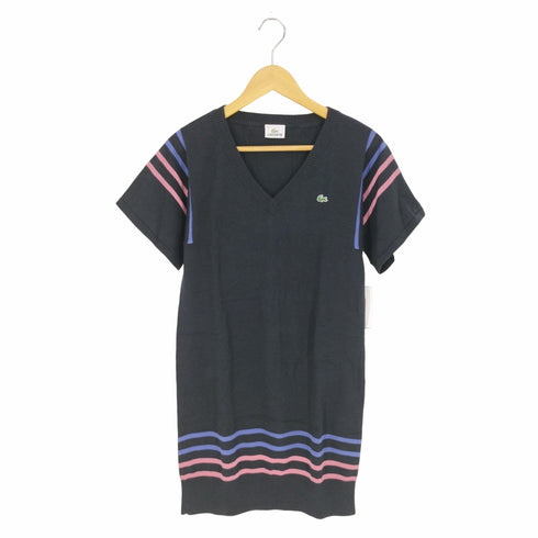 ラコステ LACOSTE ロゴ刺繍 Vネックコットンニット レディース 42