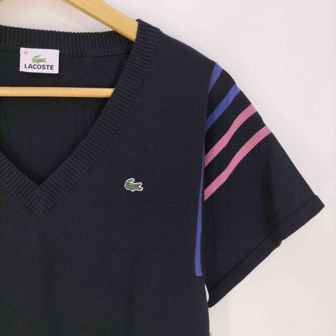 ラコステ LACOSTE ロゴ刺繍 Vネックコットンニット レディース 42