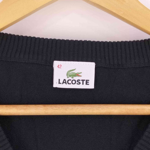 ラコステ LACOSTE ロゴ刺繍 Vネックコットンニット レディース 42