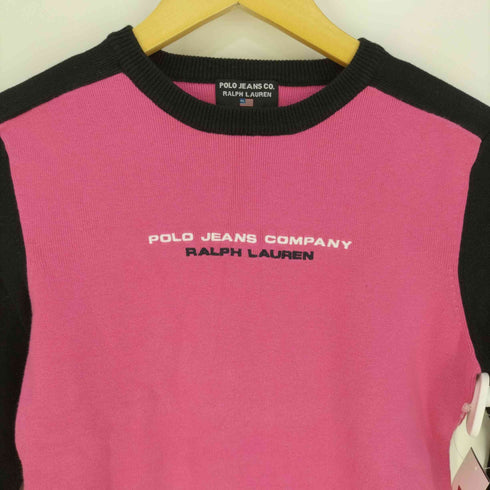 ポロジーンズカンパニーラルフローレン POLO JEANS COMPANY RALPH LAUREN ロゴ刺繍 バイカラー コットンニット レディース JPN:L