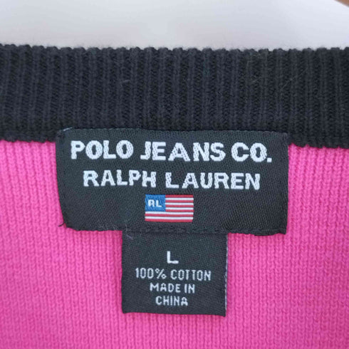 ポロジーンズカンパニーラルフローレン POLO JEANS COMPANY RALPH LAUREN ロゴ刺繍 バイカラー コットンニット レディース JPN:L