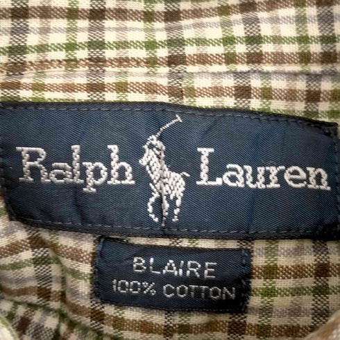 ポロバイラルフローレン Polo by RALPH LAUREN BLAIRE モーリシャス製 ポニー刺繍 ボタンダウンコットン半袖シャツ メンズ import:XS
