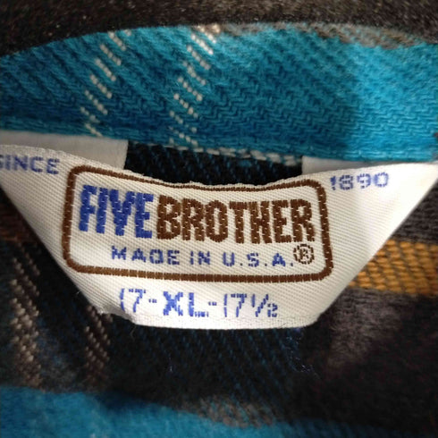 ファイブブラザー FIVE BROTHER 80S USA製 HEAVYNEL CHECK SHIRT ヘビーネルシャツ メンズ XL