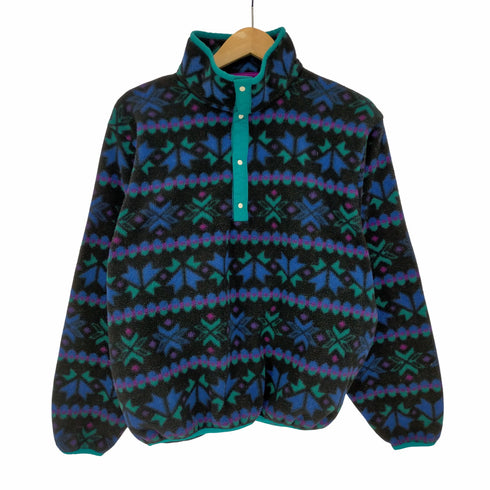 エルエルビーン L.L.Bean 80-90S ネイティブ柄 ハーフボタン フリース プルオーバー スナップT メンズ