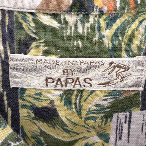パパス papas リネン100 アロハシャツ メンズ import:M