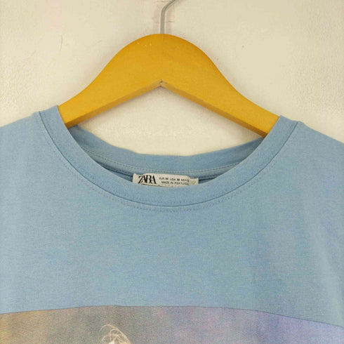 ザラ ZARA 背面フロッキープリント キャラクターデザインTシャツ レディース import:M