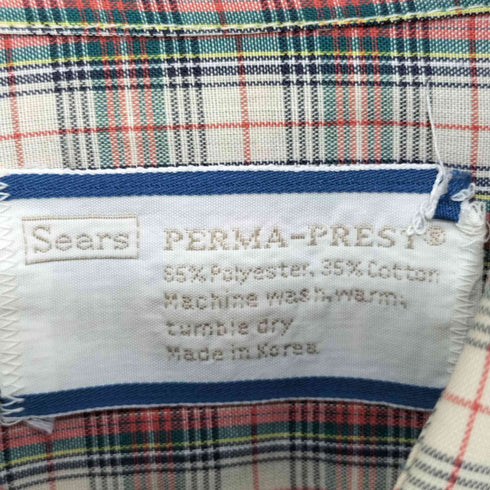 シアーズ Sears 80~90s マドラスチェック 長袖シャツ メンズ 15 32-33